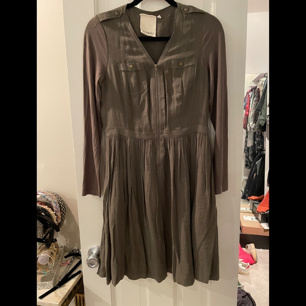 Olive green zipper front dress